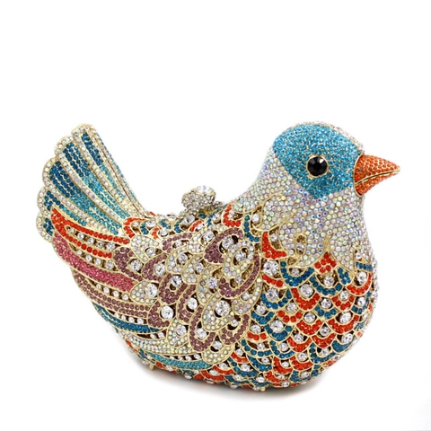 Luxury Bird Shape Rhinestone Evening Bag Animal Peace Dove Gemstone Clutch Formal Wedding Party Purse For Women