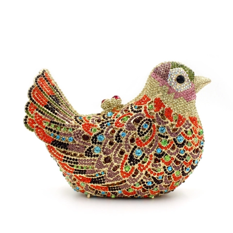 Luxury Bird Shape Rhinestone Evening Bag Animal Peace Dove Gemstone Clutch Formal Wedding Party Purse For Women