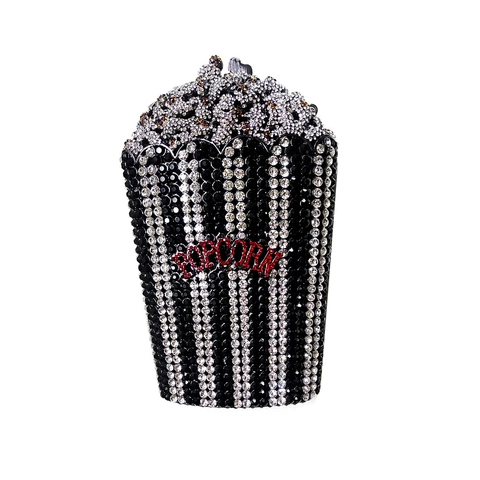 Popcorn Eimer Strass Abendtasche Clutch Ausgehöhltes Metall Glitzer Kristall Party Handtasche Für Damen Bankett Formal Neuheit