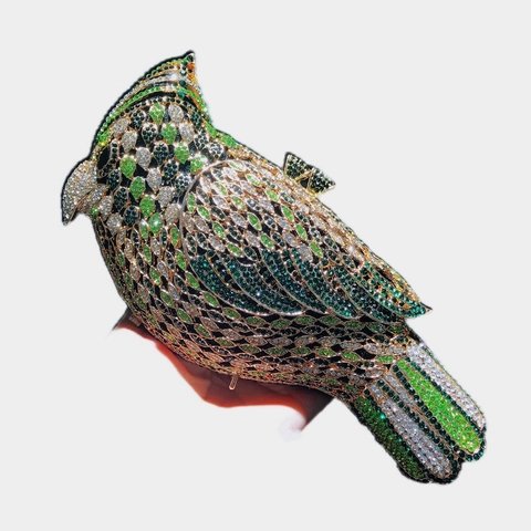 Borsa Da Sera A Forma Di Uccello Pochette Metallo Strass Cristallo Design Pappagallo Banchetto Matrimonio Festa Borsa Formale