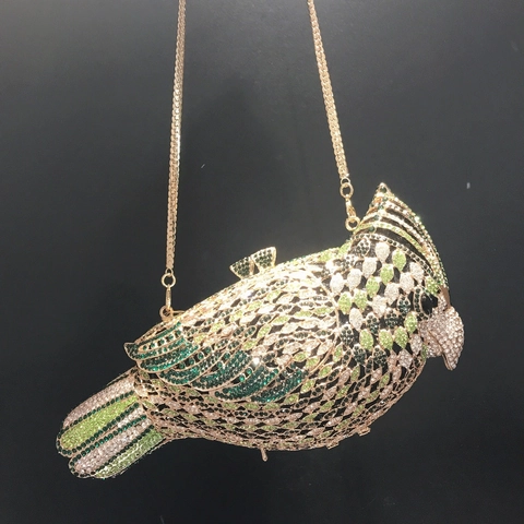 Borsa Da Sera A Forma Di Uccello Pochette Metallo Strass Cristallo Design Pappagallo Banchetto Matrimonio Festa Borsa Formale
