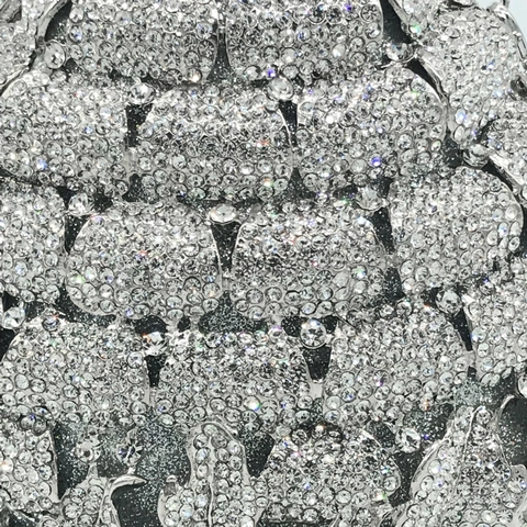 Pochette De Soirée En Alliage Métallique Creux Strass Forme D'œuf Fleur Ananas Mariage Banquet Fête Boîte Rigide