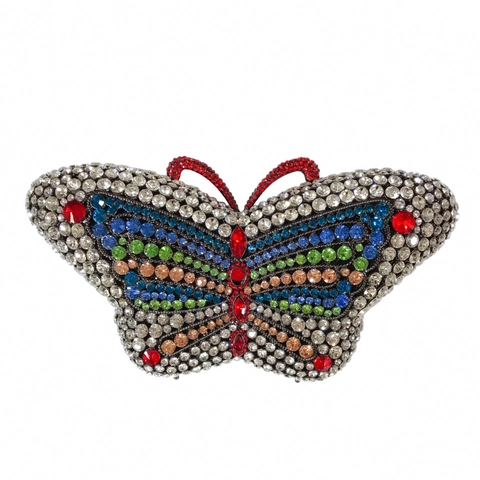 Borsa Da Sera A Forma Di Farfalla Metallo Traforato Con Strass Cristalli Pochette Da Cerimonia Matrimonio Con Catena
