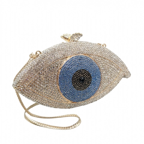 Bolso De Mano De Noche Evil Eye Con Diamantes De Imitación Metal Hueco Para Fiesta Gala Mujeres