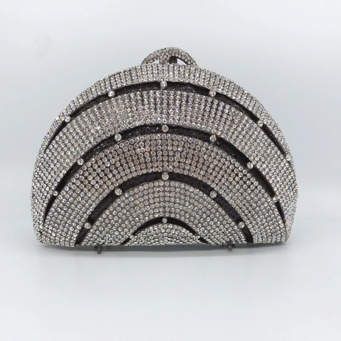 Luxus Strass Abend Clutch Tasche Metall Hartschale Funkelnde Kristall Party Bankett Handtasche Für Frauen Kettengurt