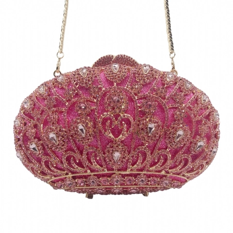 Pochette Da Sera Di Lusso Con Strass Borsa In Metallo Cristallo Corona Cuore Per Festa Formale Matrimonio Donne