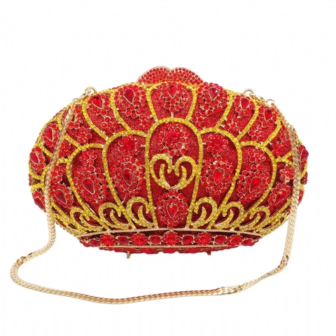 Pochette Da Sera Di Lusso Con Strass Borsa In Metallo Cristallo Corona Cuore Per Festa Formale Matrimonio Donne