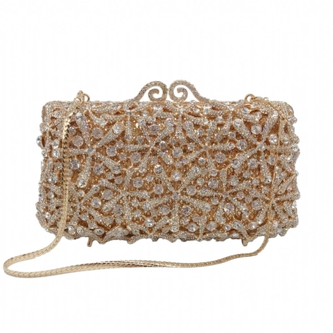 Bolso De Noche Estrella De Mar Diamantes De Imitación Metal Hueco Cristal Rígido Cartera Lujo Fiesta Para Mujeres