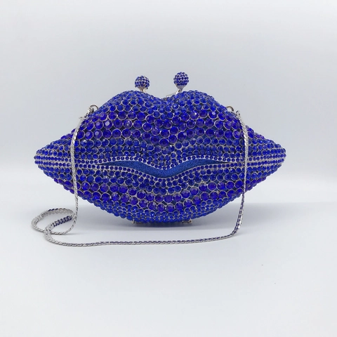 Lip Shape Rhinestone Evening Clutch Bag Sparkly Metal Handbag For Women Party Wedding Formal Banquet