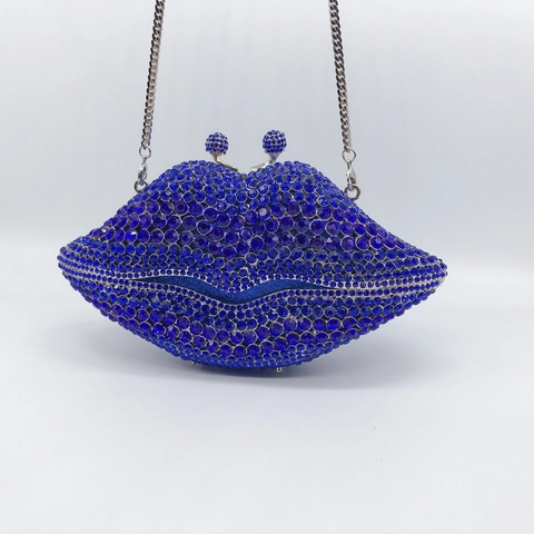 Lip Shape Rhinestone Evening Clutch Bag Sparkly Metal Handbag For Women Party Wedding Formal Banquet