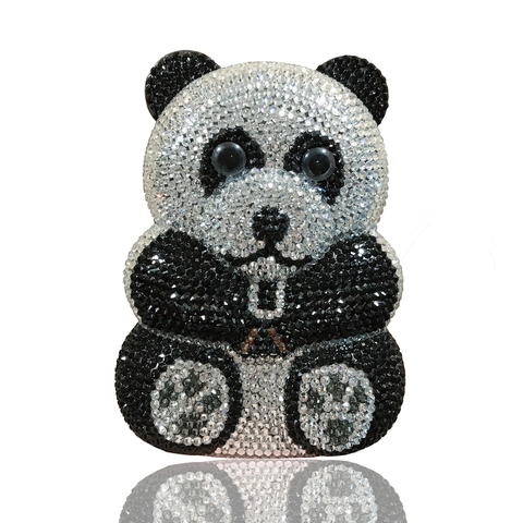 Borsa Da Sera Forma Panda Fatti A Mano Strass Cristallo Telaio Metallo Guscio Rigido Catena Lusso Donne Festa A Mano