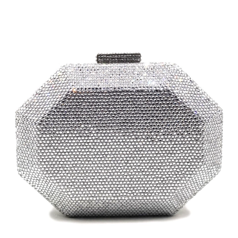 Pochette Da Sera Geometrica Ottagonale Lusso Con Strass Borsa Da Party Rigida Con Catena Per Donna