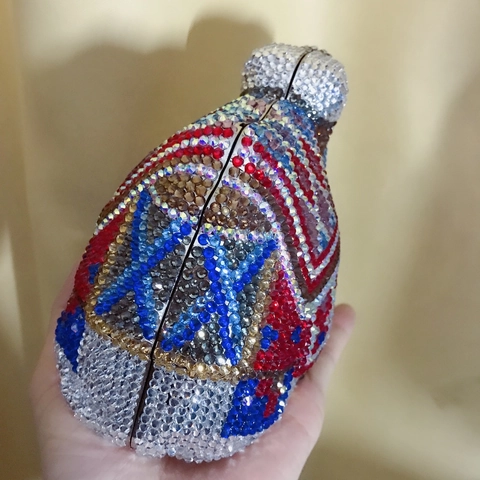 Borsa Da Sera Forma Cammello Strass Cristallo Pochette Motivo Esotico Guscio Rigido Metallo Da Festa Con Catena