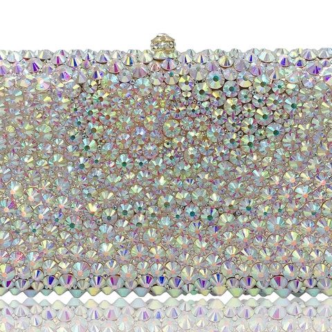 Luxury Evening Clutch Bag Full Rhinestone Encrusted Crystal Box Handbag For Wedding Party Formal Dinner For Women