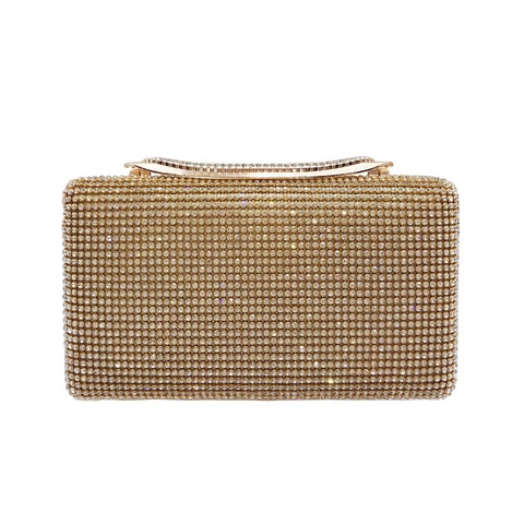 Strass Avondtas Clutch Voor Dames Formeel Feest Bruiloft Kristal Harde Schaal Rechthoekige Handtas Met Metalen Kettingriem