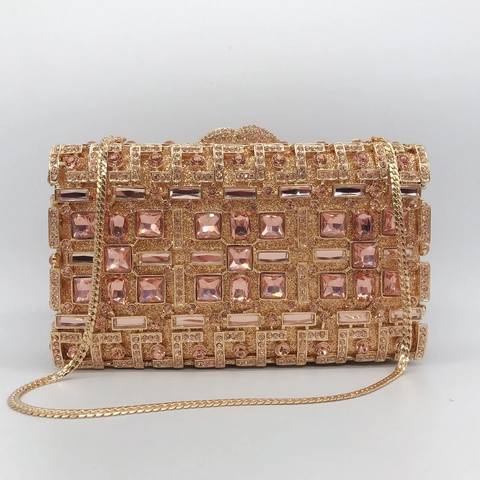 Borsa Da Sera Con Strass Pochette Di Lusso In Cristallo Per Donna Matrimonio Guscio Rigido Catena In Metallo Luccicante