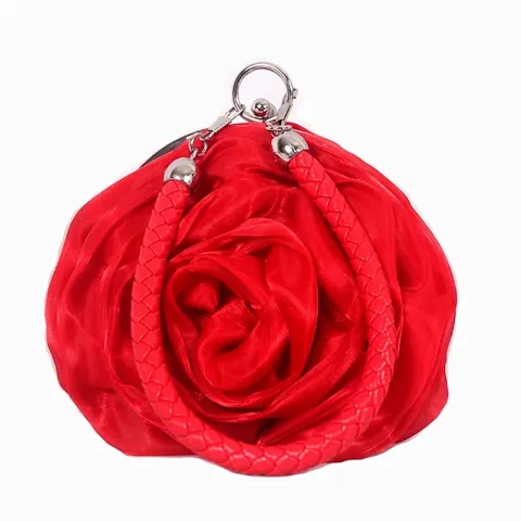 Bolso De Noche Rosa 3D Satén Satén Floral Boda Fiesta Cartera De Mano Elegante Bolso Para Mujer