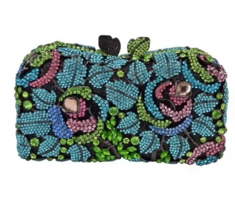 Pochette Da Sera Con Cristalli Strass Motivo Floreale Lusso Guscio Rigido Cornice In Metallo Festa Matrimonio Donne