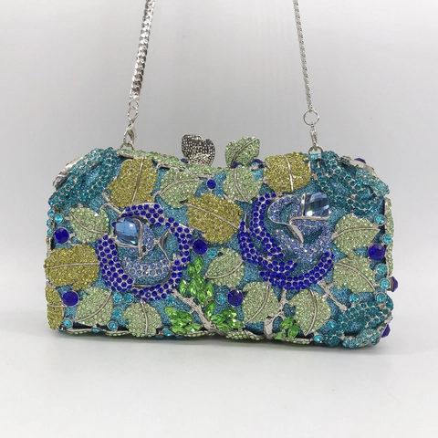 Pochette Da Sera Con Cristalli Strass Motivo Floreale Lusso Guscio Rigido Cornice In Metallo Festa Matrimonio Donne