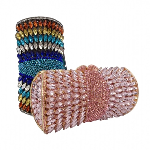 Borsa Da Sera Con Strass Lusso Scocca Rigida In Metallo Pochette Di Cristallo Con Tracolla A Catena Per Matrimonio Donna