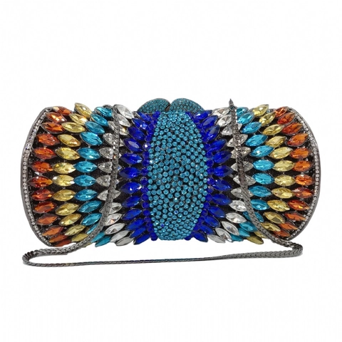 Borsa Da Sera Con Strass Lusso Scocca Rigida In Metallo Pochette Di Cristallo Con Tracolla A Catena Per Matrimonio Donna