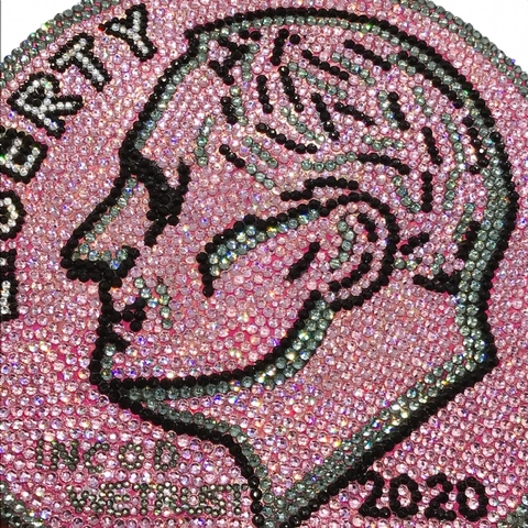 Στρογγυλή Τσάντα Στρας Liberty Coin Χειροποίητη Κρυστάλλινη Μεταλλική Σκληρή Τσάντα Χειρός Δεξιώσεων Με Αλυσίδα