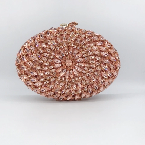 Elegante Pochette Da Sera Con Strass Motivo Cristallo Radiante Guscio Rigido Metallo Festa Matrimonio Banchetto Catena