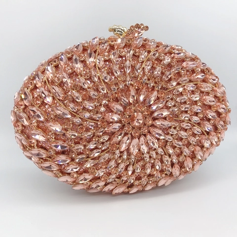 Elegante Pochette Da Sera Con Strass Motivo Cristallo Radiante Guscio Rigido Metallo Festa Matrimonio Banchetto Catena