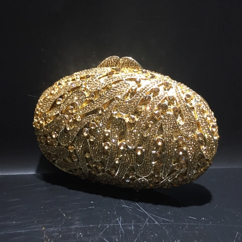 Pochette Da Sera Di Lusso Con Strass Cristallo Metallo Ovale Motivo A Onde Matrimonio Festa Borsa Da Sposa