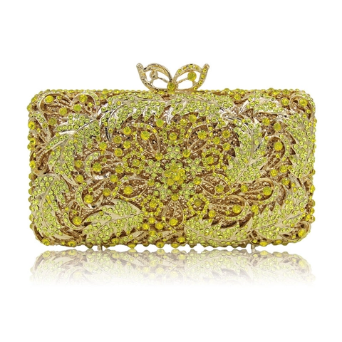Luxury Evening Clutch Bag Hollow Metal Handmade Rhinestone Crystal Butterfly Buckle Chain Wedding Party Handbag For Women