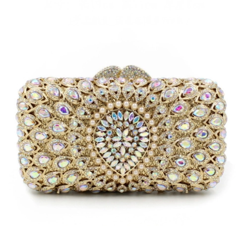 Borsa Da Sera Di Lusso Da Donna Metallo Cavo Strass Cristallo Perla Artificial Matrimonio Festa Pochette Rigida Catena