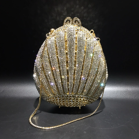 Luxus Abendtasche In Muschelform Mit Strasssteinen Für Hochzeiten Und Partys Mit Metallrahmen