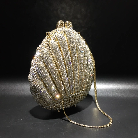 Luxus Abendtasche In Muschelform Mit Strasssteinen Für Hochzeiten Und Partys Mit Metallrahmen