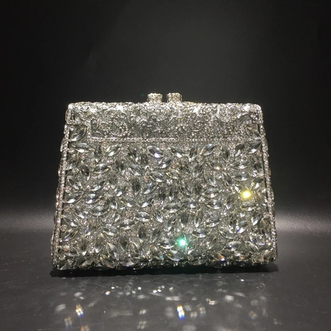 Borsa Da Sera Pochette Lusso Metallo Cavo Marquise Strass Elegante Matrimonio Festa Borsa Donne Scintillante Cristallo