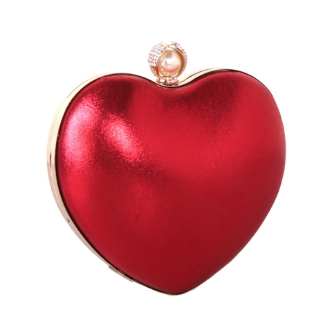 Borsa Da Sera A Forma Di Cuore Clutch Pelle PU Glitter Perla Artificial Strass Guscio Rigido Per Matrimonio