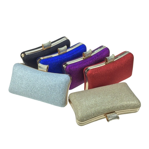 Borsa Da Sera Pochette Donna Glitter Pelle Sintetica Chiusura Con Strass Matrimonio Festa Elegante Borsa A Mano Con Catena