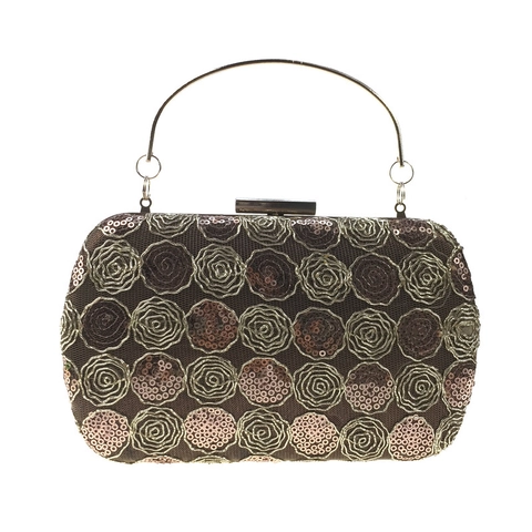Damen Abendtasche Clutch Pailletten Spitze Rose Stickerei Hard Shell Box Tasche Mit Metallgriff Und Kette Für Hochzeit Party