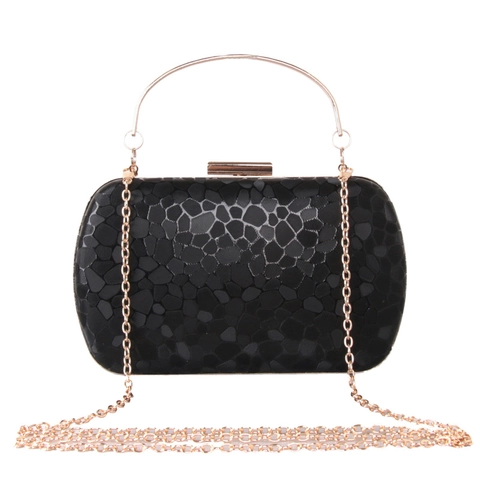 Sac De Soirée Pochette Cuir PU Gaufré Cube D'eau Coque Rigide Carrée Sac À Main Poignée Métal Chaîne Mariage Fête