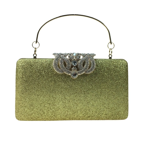 Women Evening Clutch Bag Sequin Glitter Leather Crown Rhinestone Hard Shell Handbag Wedding Party Formal