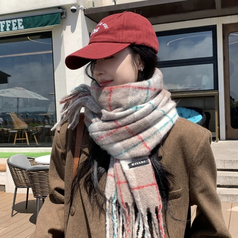 Plaid Long Scarf Soft Warm Winter Polyester Acrylic Nylon Knit Tassel Wrap British Style For Women Men