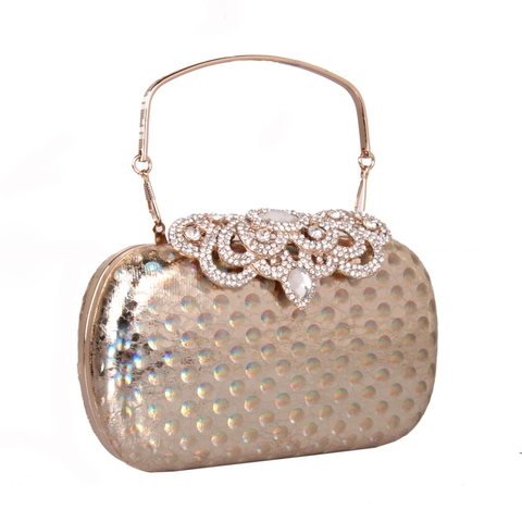 Borsa Da Sera Da Donna Pochette Lusso Strass Scatola Rigida Trama A Punti Laser Borsa Da Festa Con Manico E Catena