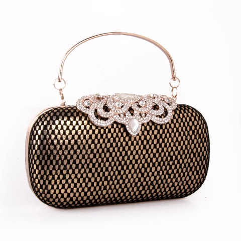 Pochette Da Sera Di Lusso Strass Pizzo Rete Rigida Banchetto Festa Borsa A Mano Con Manico Circolare In Metallo Per Donne