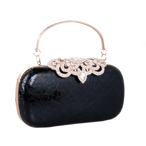 Pochette Da Sera Lusso Donna Pelle PU Strass Guscio Rigido Borsa A Mano Con Manico In Metallo Punti Colorati Laser