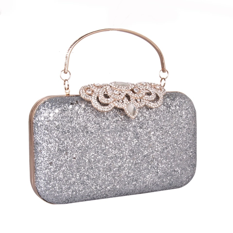 Elegante Pailletten Abendtasche Glitzer PU Leder Clutch Mit Strass Schnalle Und Metallgriff Für Hochzeit Party Damen