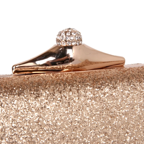 Borsa Da Sera Pochette Paillettes Glitter Lusso Manico In Metallo Chiusura Sfera Strass Guscio Rigido Per Matrimonio Festa