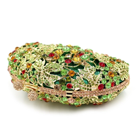 Borsa Da Sera Clutch Con Motivo Uva In Strass Lusso Metallo Intagliato Matrimonio Festa Borsetta Da Donna Con Tracolla A Catena