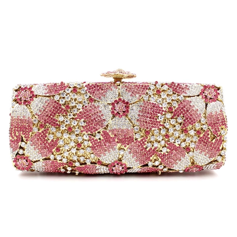 Pochette Da Sera Di Lusso In Metallo Svuotato Con Strass Motivo Floreale Borsa A Mano Con Catena Rimovibile Per Donna Matrimonio Festa