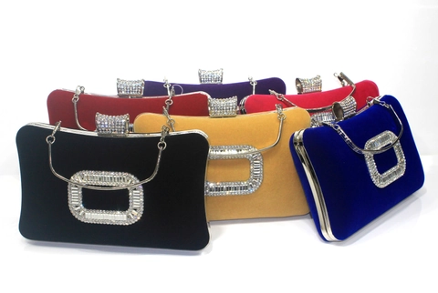 Elegante Fluwelen Avondtas Voor Dames Met Fonkelende Strass Gesp En Metalen Ketting Bruiloft Handtas