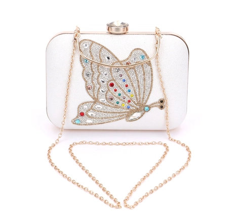 Rhinestone Schmetterling Abend Clutch Tasche PU Leder Hartschale Party Hochzeit Handtasche Mit Abnehmbarer Kette Für Frauen
