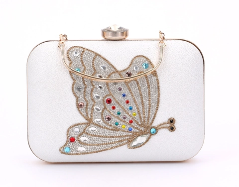 Rhinestone Schmetterling Abend Clutch Tasche PU Leder Hartschale Party Hochzeit Handtasche Mit Abnehmbarer Kette Für Frauen